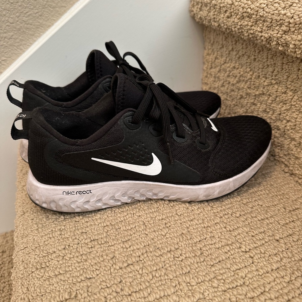 Nike Black and White React Athletic Shoes